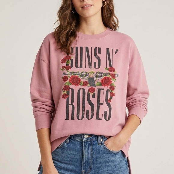 Guns N' Roses Tops - Guns N' Roses Oversized Graphic Sweatshirt Pink M Medium 2024 Bravado Band Tee